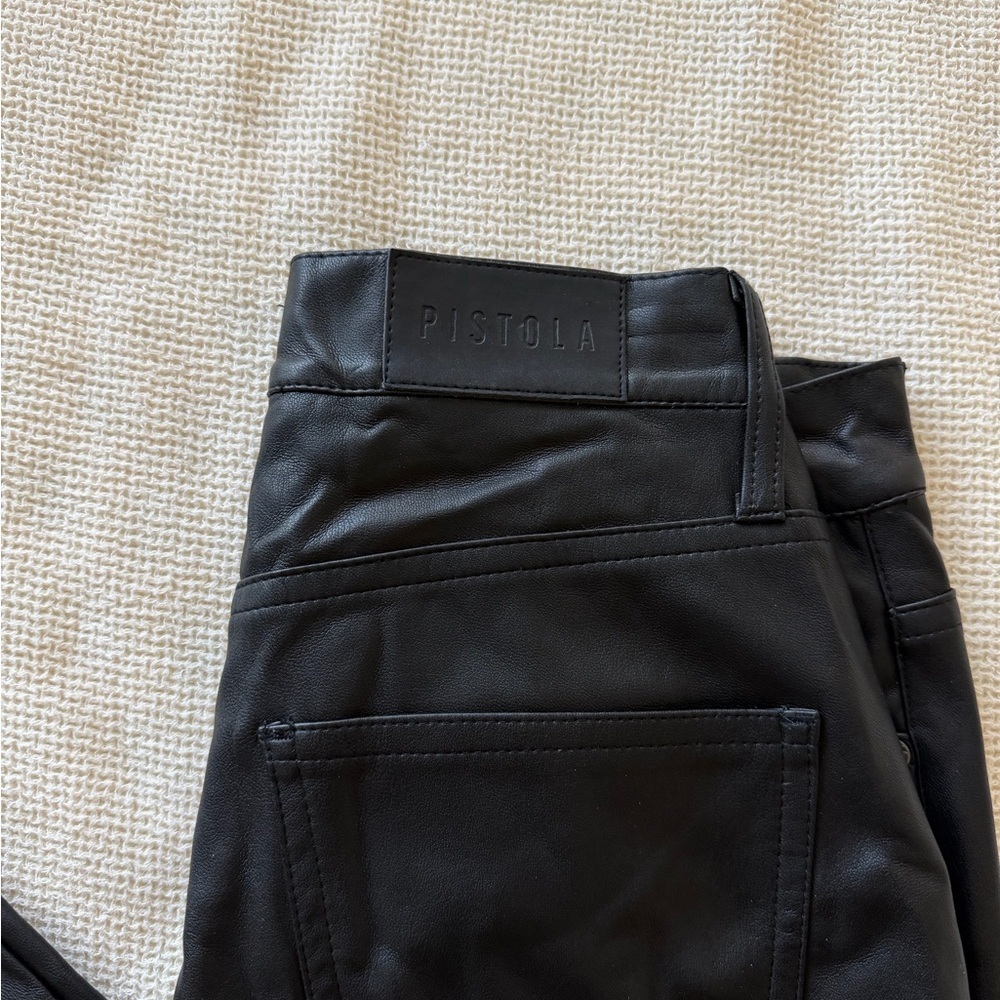 Pistola NWT Lennon Black Leather Pants in Slate Black - Picture 7 of 9